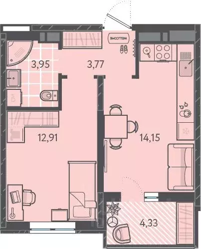 1-к кв. Краснодарский край, Краснодар ул. Им. Александра Гикало, 11к1 ... - Фото 1