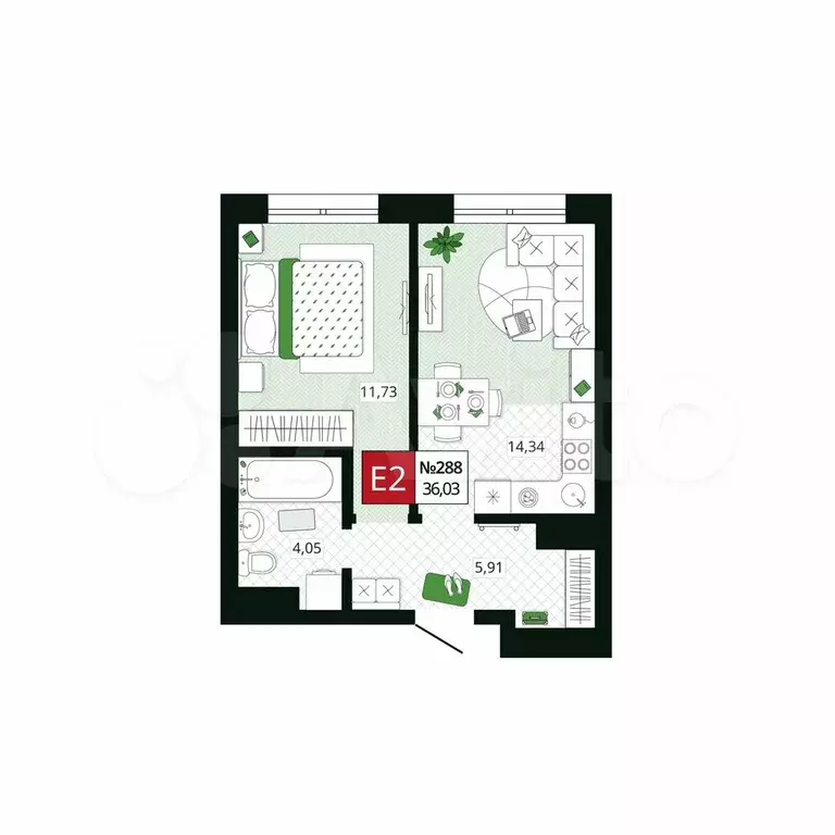 1-к. квартира, 35,5 м, 10/19 эт. - Фото 0