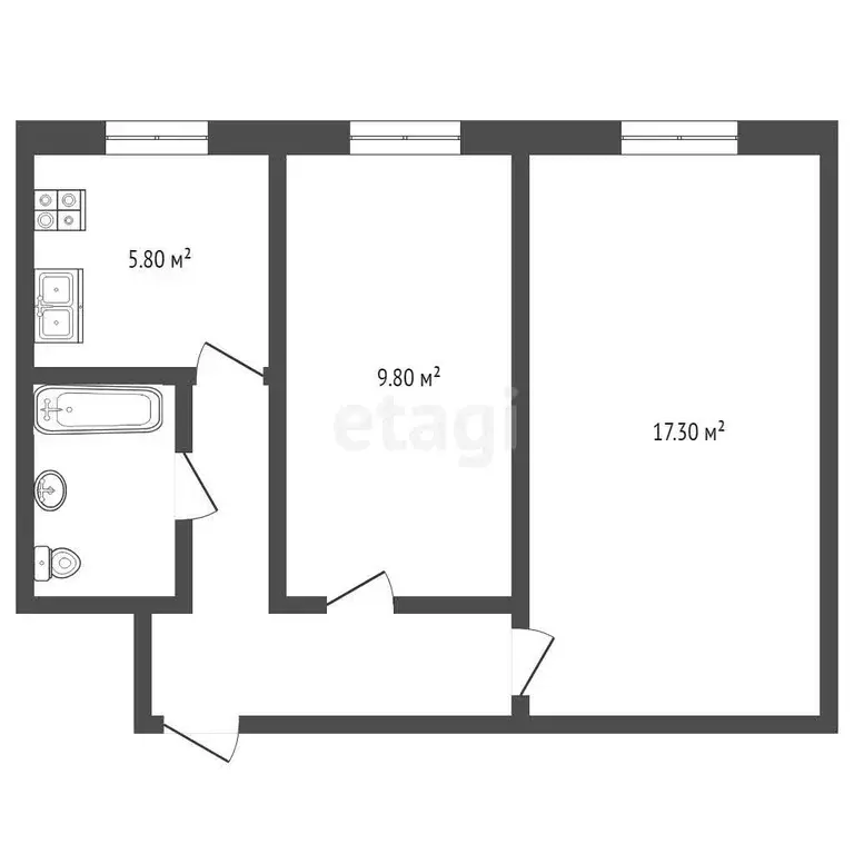 Квартира, 2 комнаты, 41.9 м - Фото 0