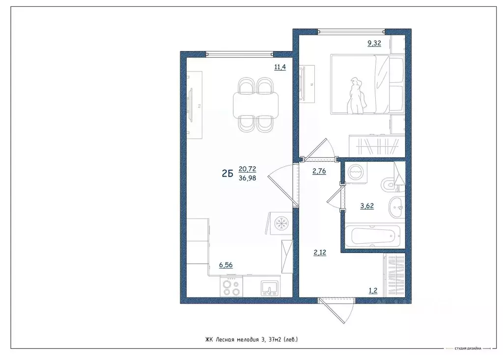 2-к кв. Тверская область, Тверь ул. Левитана, 93А (37.0 м) - Фото 2