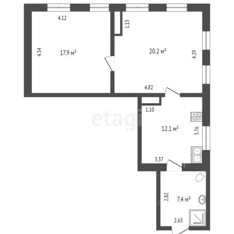 2-к кв. Ростовская область, Ростов-на-Дону Ульяновская ул., 16 (59.4 ... - Фото 1