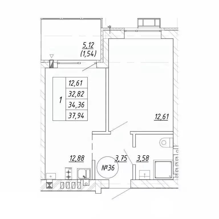 1-к кв. Калининградская область, Зеленоградск  (34.36 м) - Фото 1