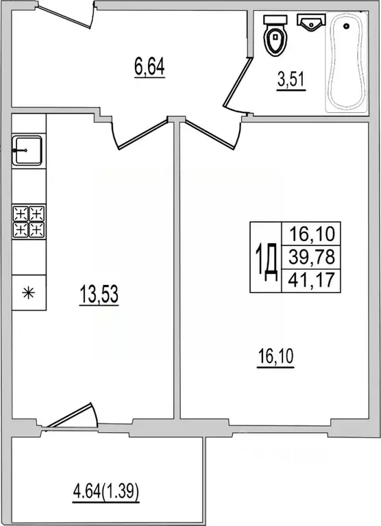 1-к кв. Псковская область, Псков Рижский просп., 94Г (41.17 м) - Фото 1