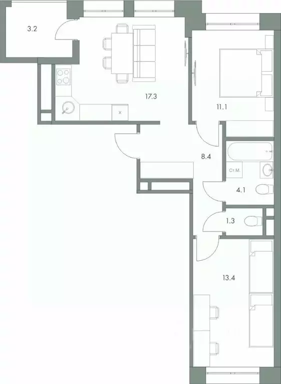 2-к кв. Ханты-Мансийский АО, Ханты-Мансийск Красноармейская ул., 45 ... - Фото 0