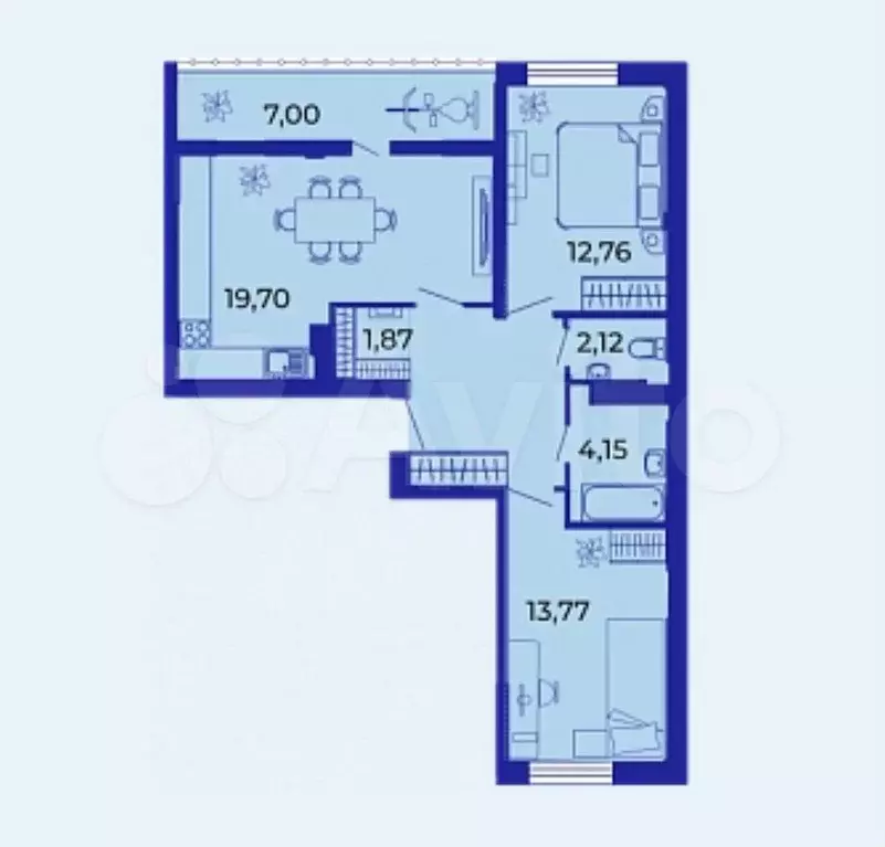2-к. квартира, 71 м, 14/15 эт. - Фото 1