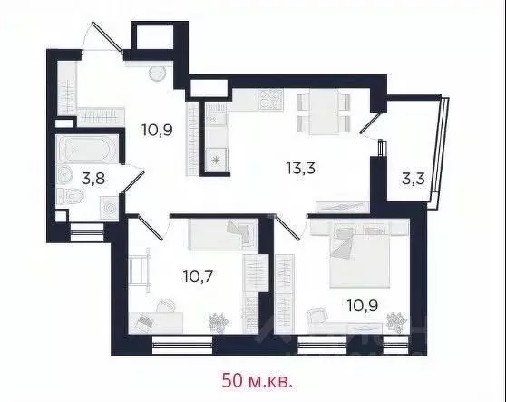 2-к кв. Свердловская область, Екатеринбург ул. Свердлова, 32Б (50.0 м) - Фото 1