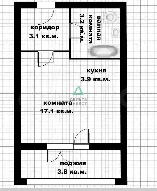 Квартира-студия, 28,2 м, 2/6 эт. - Фото 1