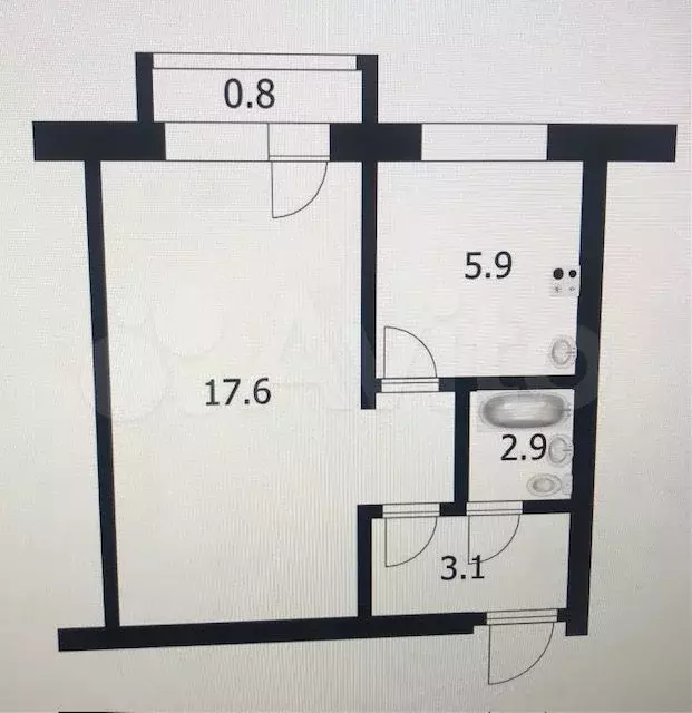 1-к. квартира, 30 м, 6/9 эт. - Фото 1