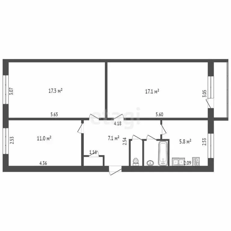 3-комнатная квартира: Ижевск, улица Ворошилова, 75 (63.1 м) - Фото 1