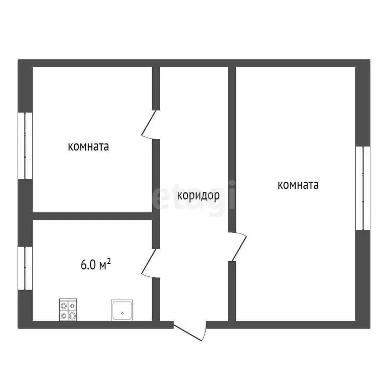 Квартира, 2 комнаты, 48.1 м - Фото 1