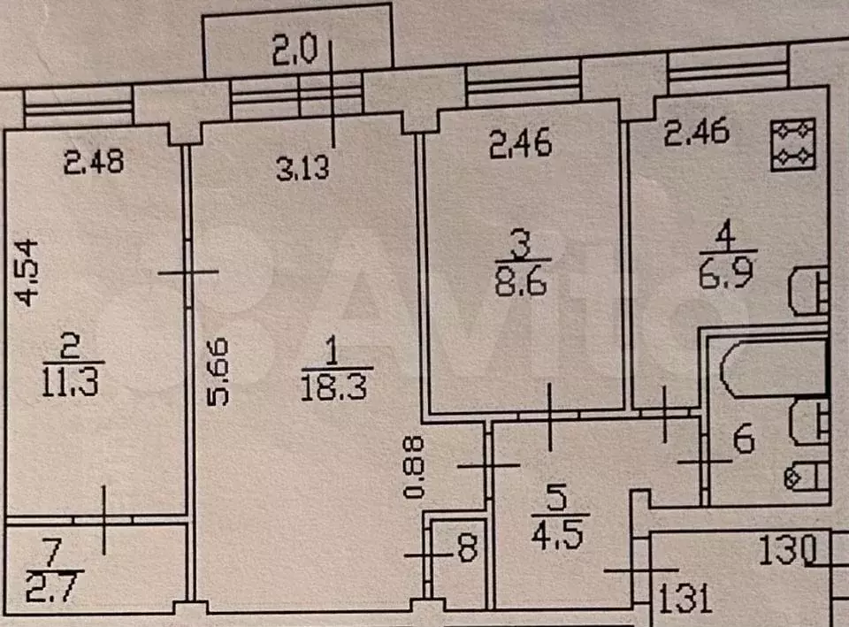 3-к. квартира, 59 м, 5/5 эт. - Фото 0