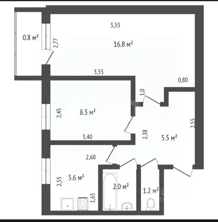 3-к кв. Башкортостан, Стерлитамак просп. Ленина, 77 (40.9 м) - Фото 2