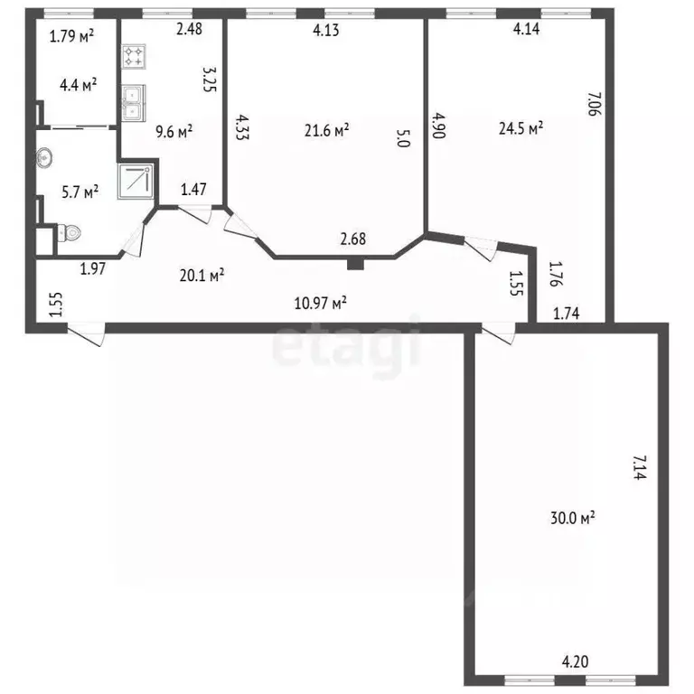 3-к кв. Санкт-Петербург ул. Академика Лебедева, 31 (116.0 м) - Фото 2