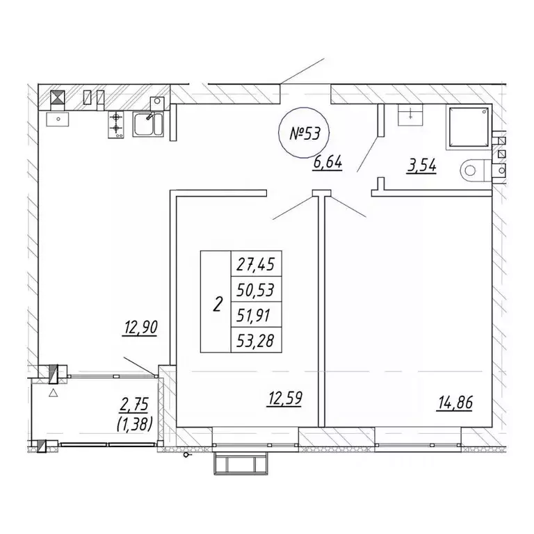 2-к кв. Калининградская область, Зеленоградск  (53.28 м) - Фото 1
