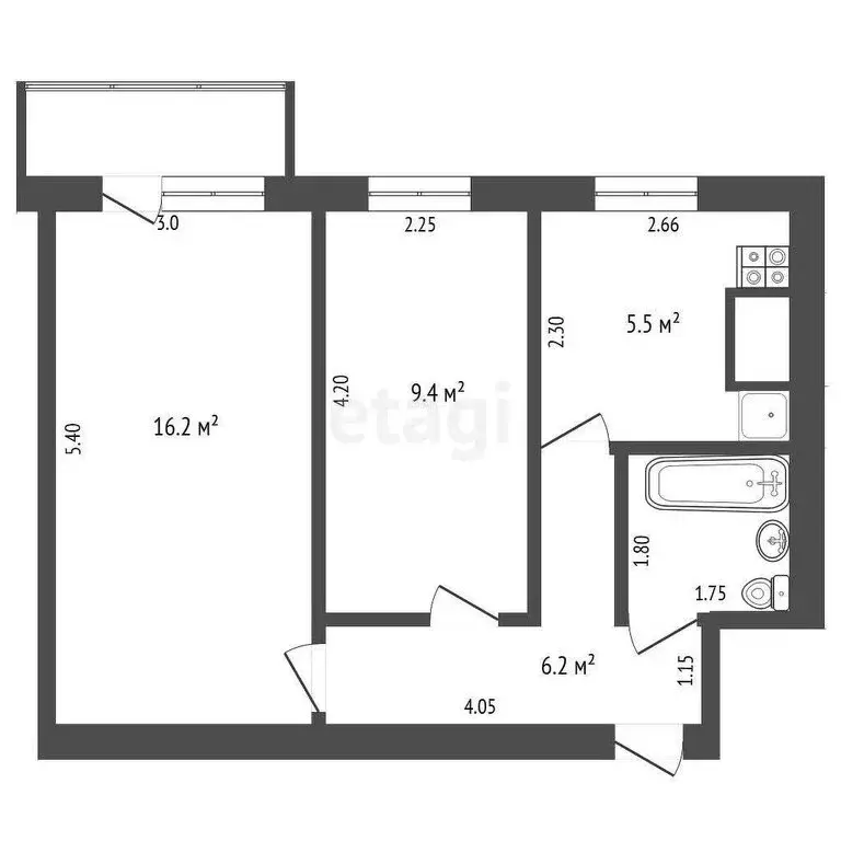 2-комнатная квартира: Алапаевск, улица Братьев Смольниковых, 36 (40.4 ... - Фото 1