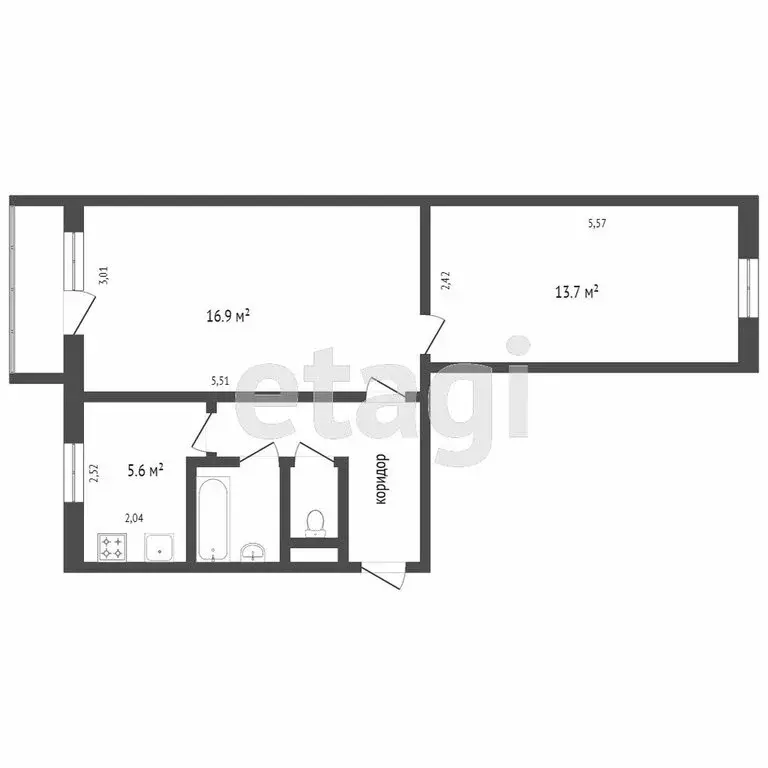 2-комнатная квартира: Омск, микрорайон Московка, Молодогвардейская ... - Фото 1