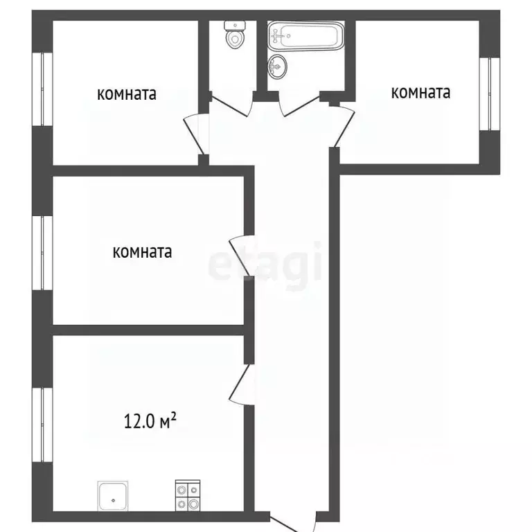 3-к кв. Московская область, Коломна городской округ, с. Акатьево ул. ... - Фото 2