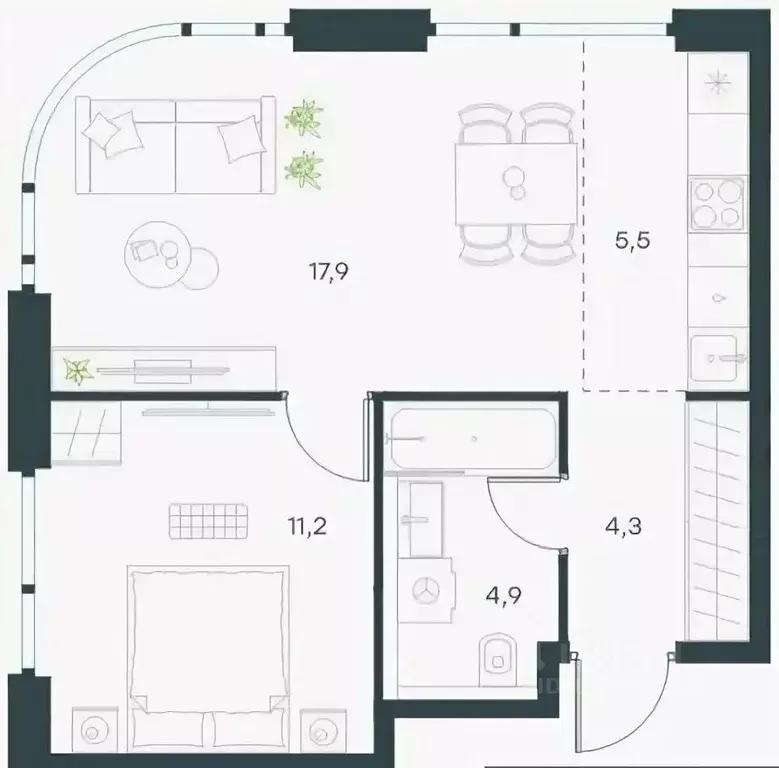 1-к кв. Москва Озерная ул., 1к2/6 (43.2 м) - Фото 2