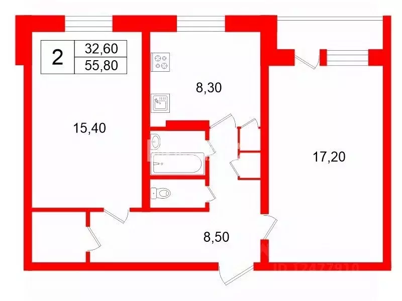 2-к кв. Ленинградская область, Лужский район, Мшинское с/пос, пос. ... - Фото 2