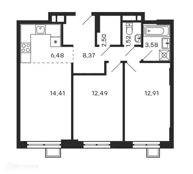 Продаётся 3-к квартира, 62.47 м - Фото 0
