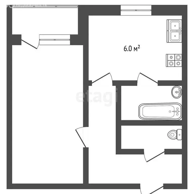 1-комнатная квартира: Егорьевск, Владимирская улица, 6 (27.9 м) - Фото 1