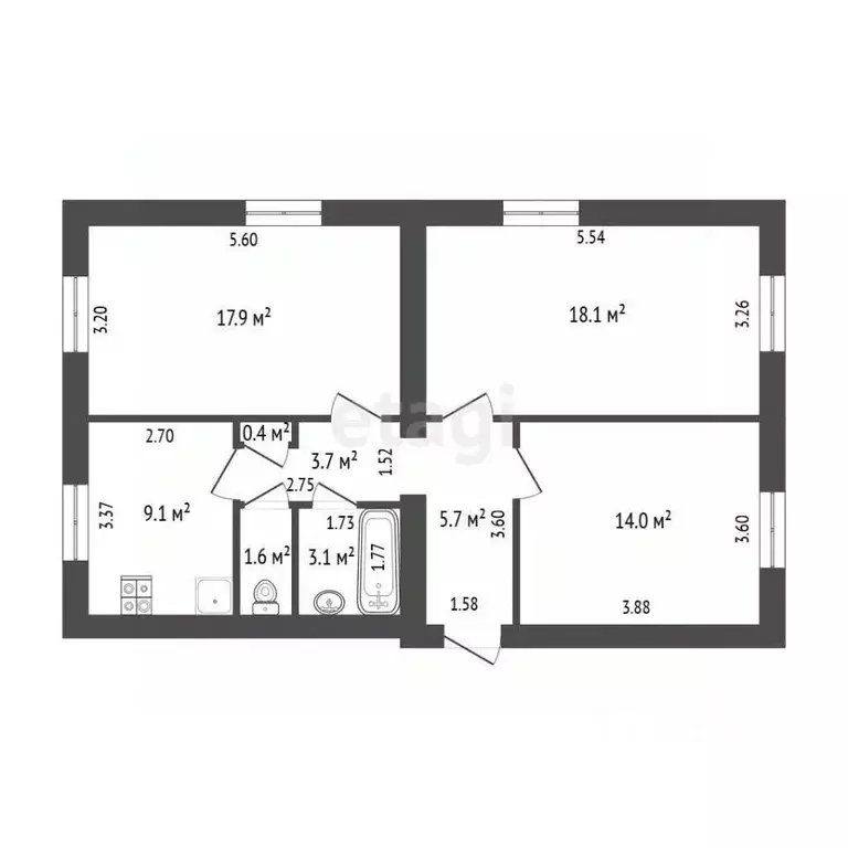 3-к кв. Самарская область, Самара Подшипниковая ул., 13 (72.8 м) - Фото 2