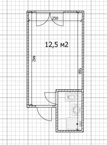 Квартира-студия, 12,5 м, 1/5 эт. - Фото 0