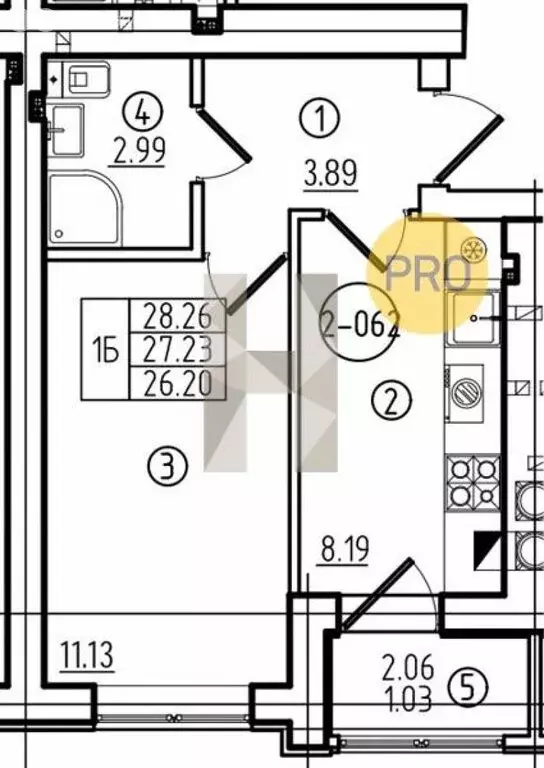 1-комнатная квартира: Пионерский, улица Гептнера, 17 (28.26 м) - Фото 1