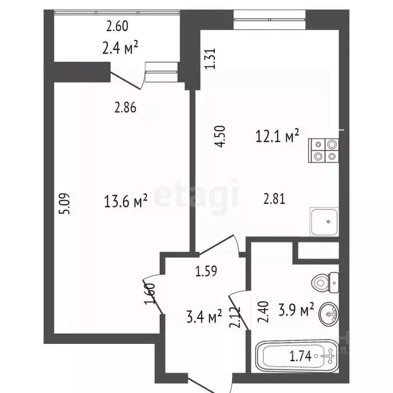 1-к кв. Ростовская область, Ростов-на-Дону ул. Нансена, 83с3 (35.4 м) - Фото 1