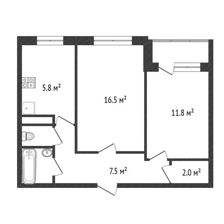 2-комнатная квартира: Обнинск, проспект Маркса, 6 (50.5 м) - Фото 1