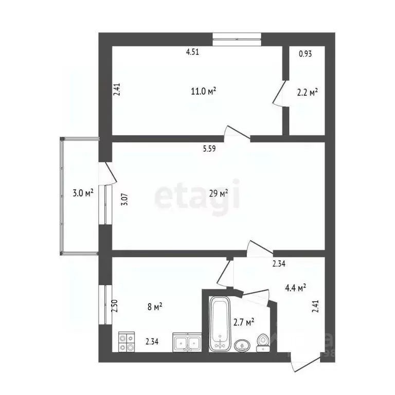 2-к кв. Крым, Саки ул. Строительная (44.4 м) - Фото 2