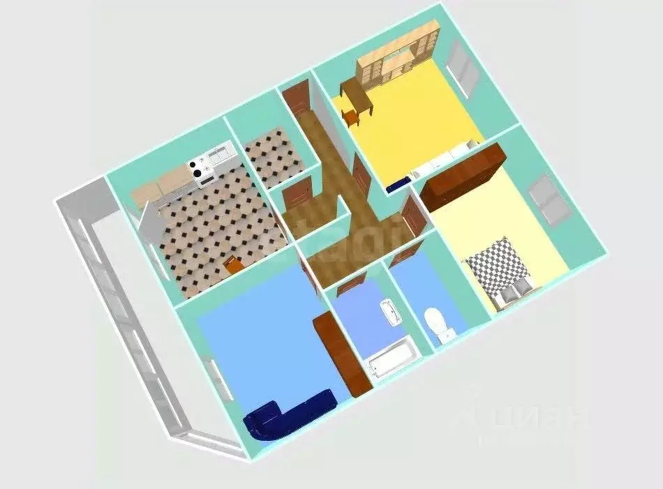 3-к кв. Сахалинская область, Южно-Сахалинск Комсомольская ул., 239 ... - Фото 2