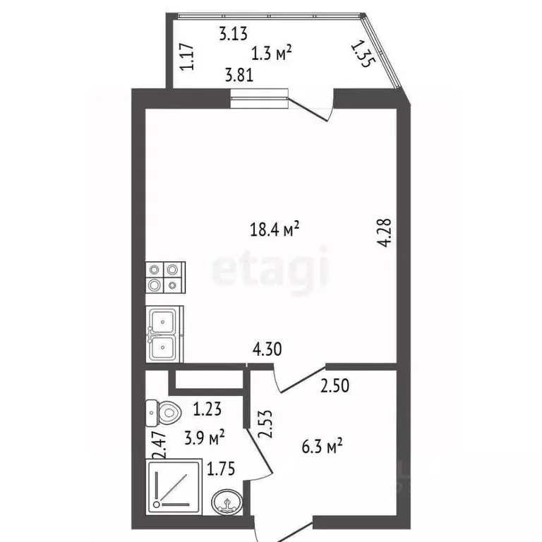 1-к кв. Ленинградская область, Мурино Всеволожский район, ул. Шоссе в ... - Фото 2