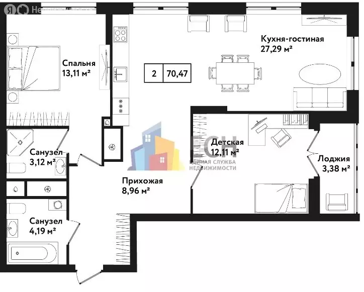 2-комнатная квартира: Тула, улица Седова, 26к1 (73.6 м) - Фото 0