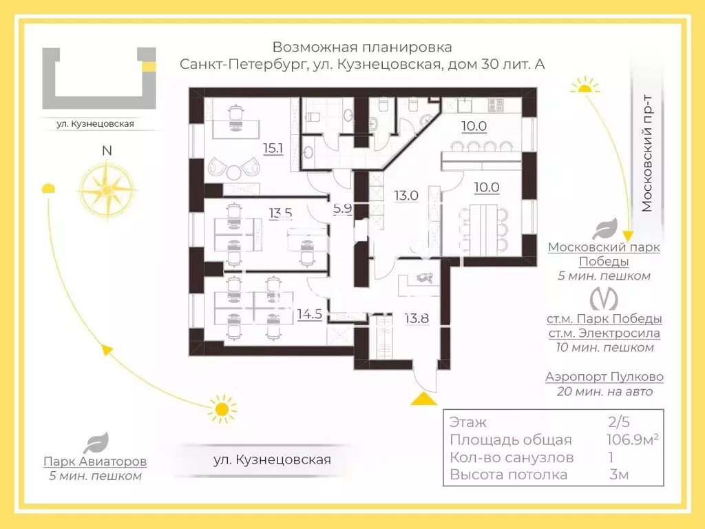 Офис в Санкт-Петербург Кузнецовская ул., 30 (107 м) - Фото 0