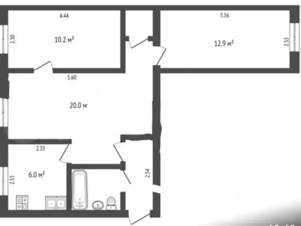 3-к кв. Калужская область, Калуга ул. Ленина, 54 (55.7 м) - Фото 2