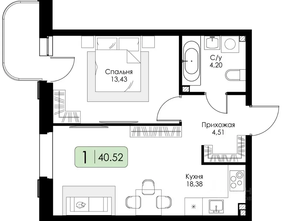 1-к кв. Ленинградская область, Всеволожский район, Романовское с/пос, ... - Фото 0