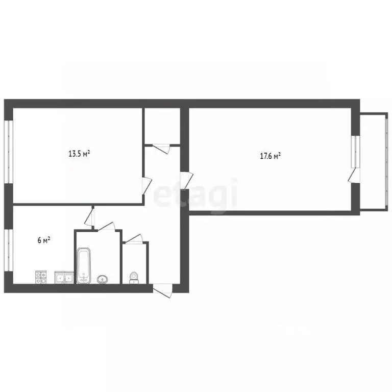 2-к кв. Санкт-Петербург просп. Маршала Блюхера, 59 (50.1 м) - Фото 2