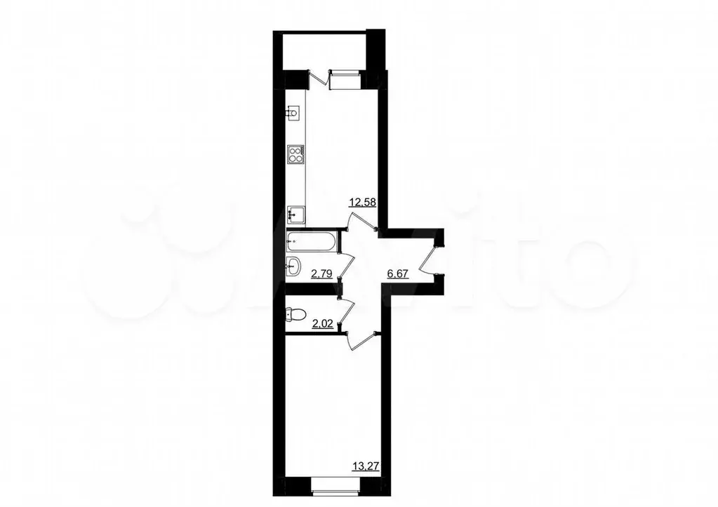 1-к. квартира, 38,8м, 3/4эт. - Фото 1