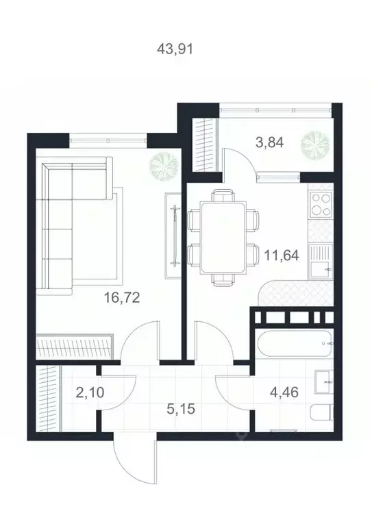 1-к кв. Дагестан, Каспийск просп. Акулиничева (43.91 м) - Фото 0