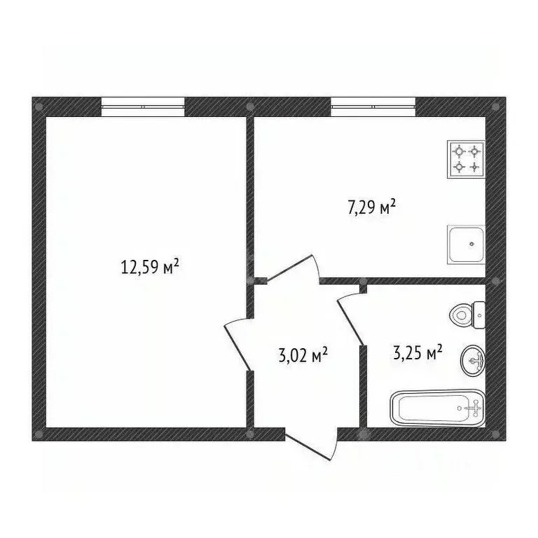 1-к кв. Башкортостан, Уфа ул. Академика Курчатова, 65/9 (26.1 м) - Фото 1