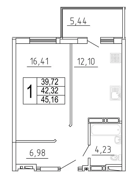 1-комнатная квартира: Самара, улица Дыбенко, 5 (44.72 м) - Фото 0