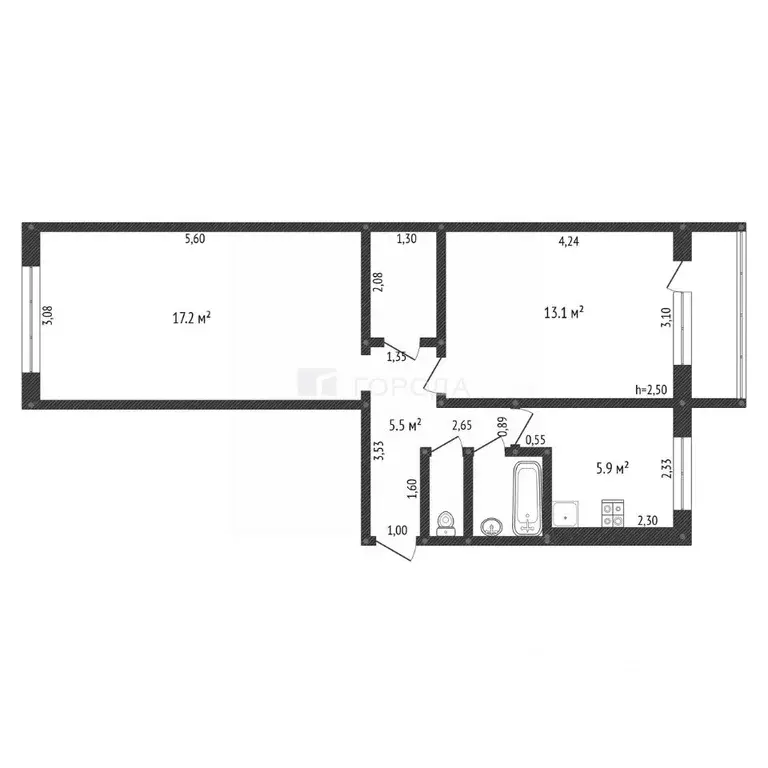 2-к кв. Алтайский край, Барнаул ул. Георгия Исакова, 159 (47.6 м) - Фото 2