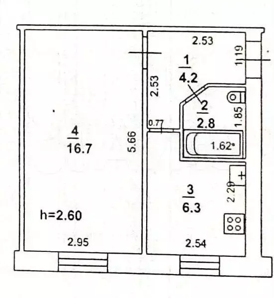1-к. квартира, 30 м, 4/5 эт. - Фото 0