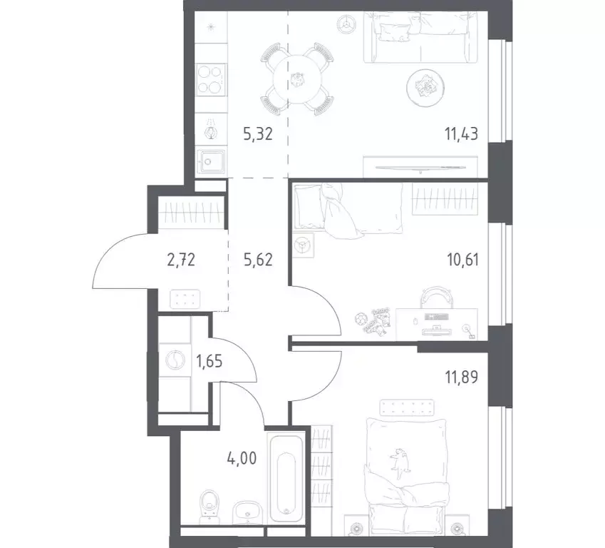 2-комнатная квартира: село Ям, улица Мезенцева, 19 (53.24 м) - Фото 1