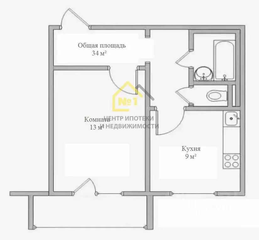 1-к кв. Челябинская область, Челябинск ул. Тухачевского, 12 (34.0 м) - Фото 1