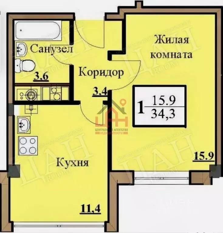1-к кв. Ставропольский край, Ессентуки Просторная ул., 36к9 (33.4 м) - Фото 1