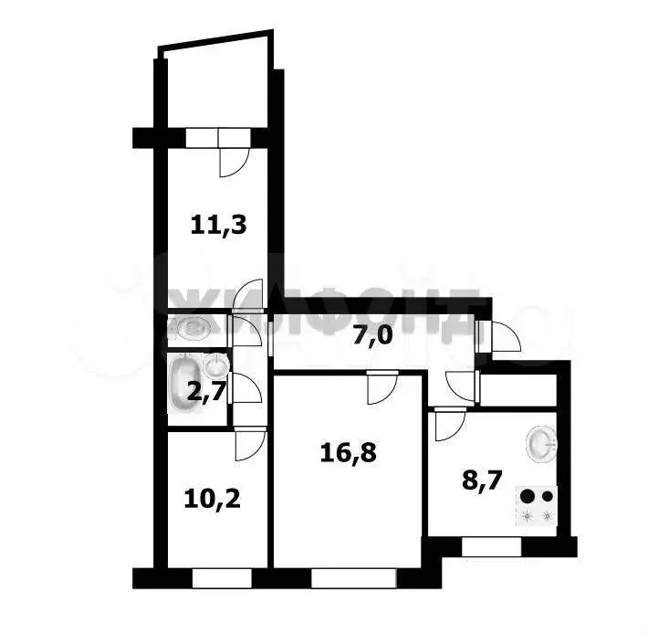 3-к. квартира, 62,5 м, 6/9 эт. - Фото 0