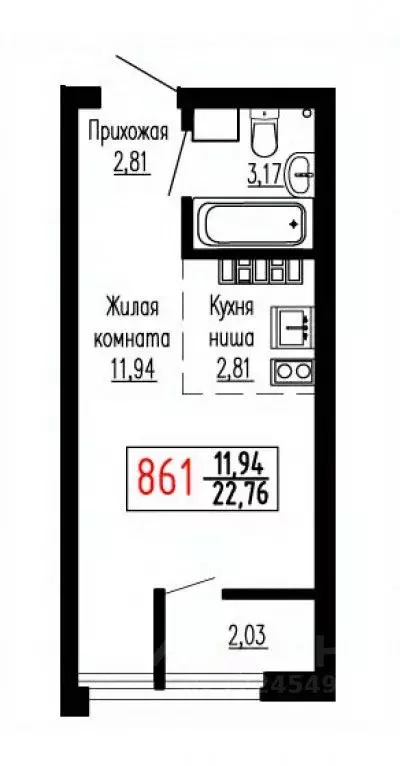 Студия Свердловская область, Екатеринбург ул. Лыжников, 3 (22.7 м) - Фото 0