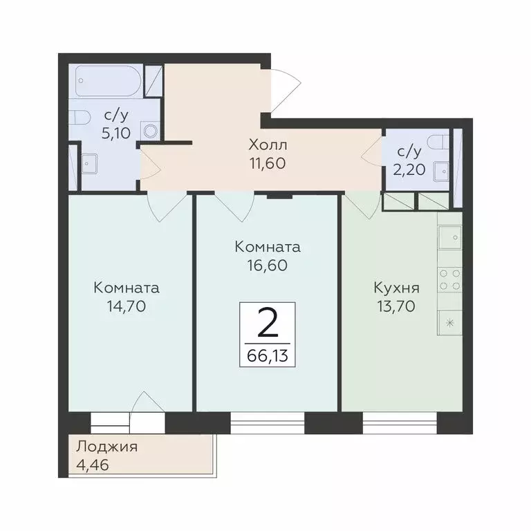 2-комнатная квартира: посёлок городского типа Родники, жилой комплекс ... - Фото 1